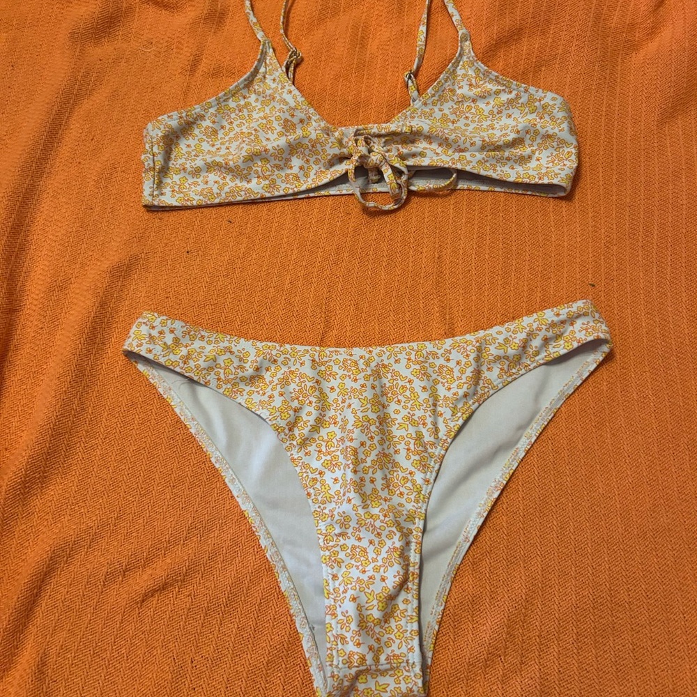 Floral Bikini Set in Yellow and White
